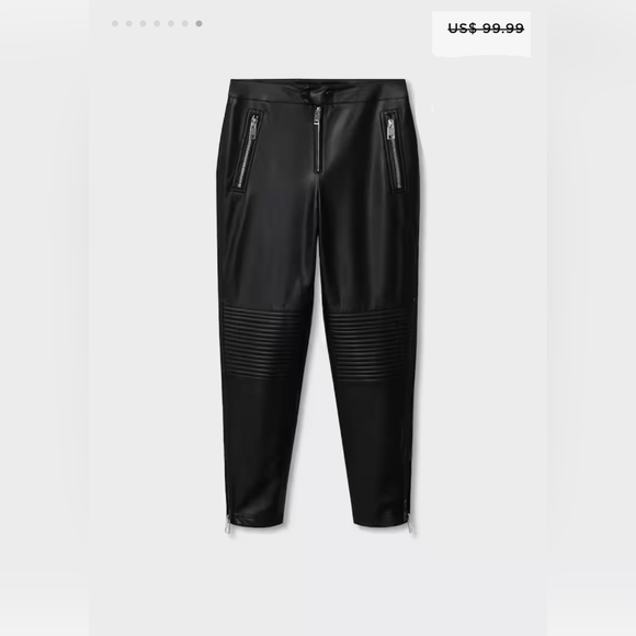 MANGO Moto faux leather pants - Picture 3 of 4